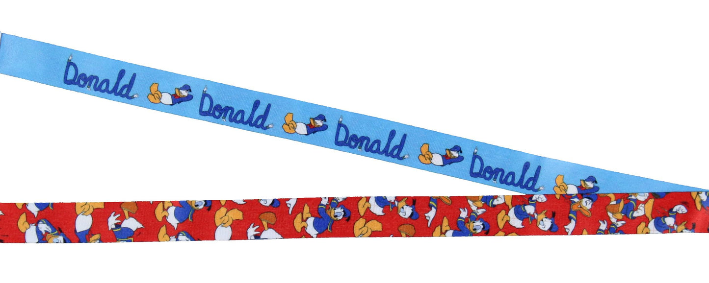 Disney Classic Donald Duck Reversible Lanyard with Clear ID Badge Holder and 2" Donald Rubber Charm