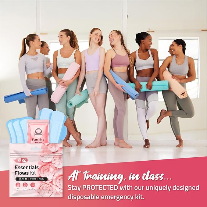 pH Advantage Essential Flows Period Kit - 3 Pantyliners, 2 Maxi Pads & Feminine Wipe | Hygiene Essentials for School, First Period