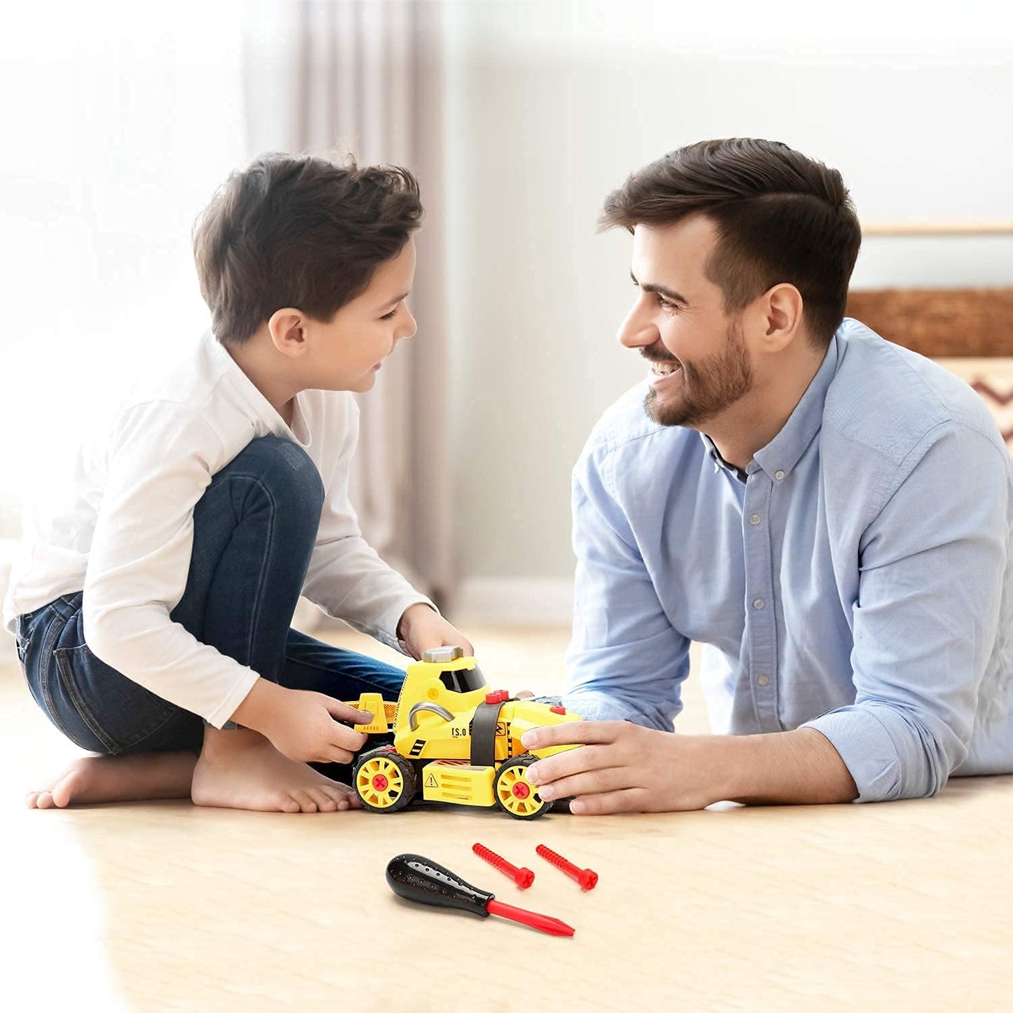 MOBIUS Toys 7-in-1 Take-Apart Truck Construction Set – STEM Building Toy w/Drill, Lights & Sounds – Buildable Dump Truck, Excavator & More - Educational Engineering Toy for Kids Ages 3–8