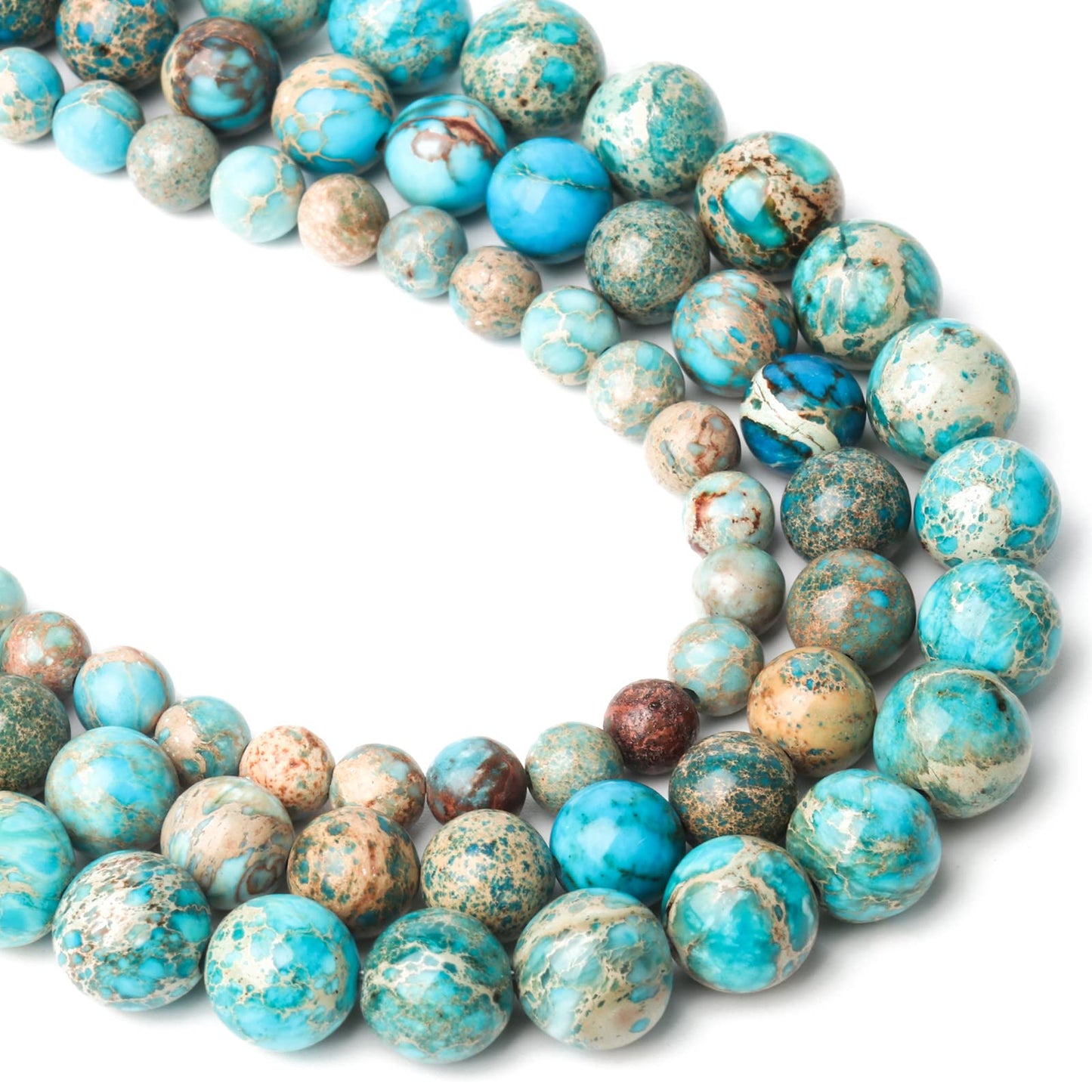Song Xi Light Blue Sea Sediment Natural Stone Beads for Jewelry Making - 6mm Gemstone Beads