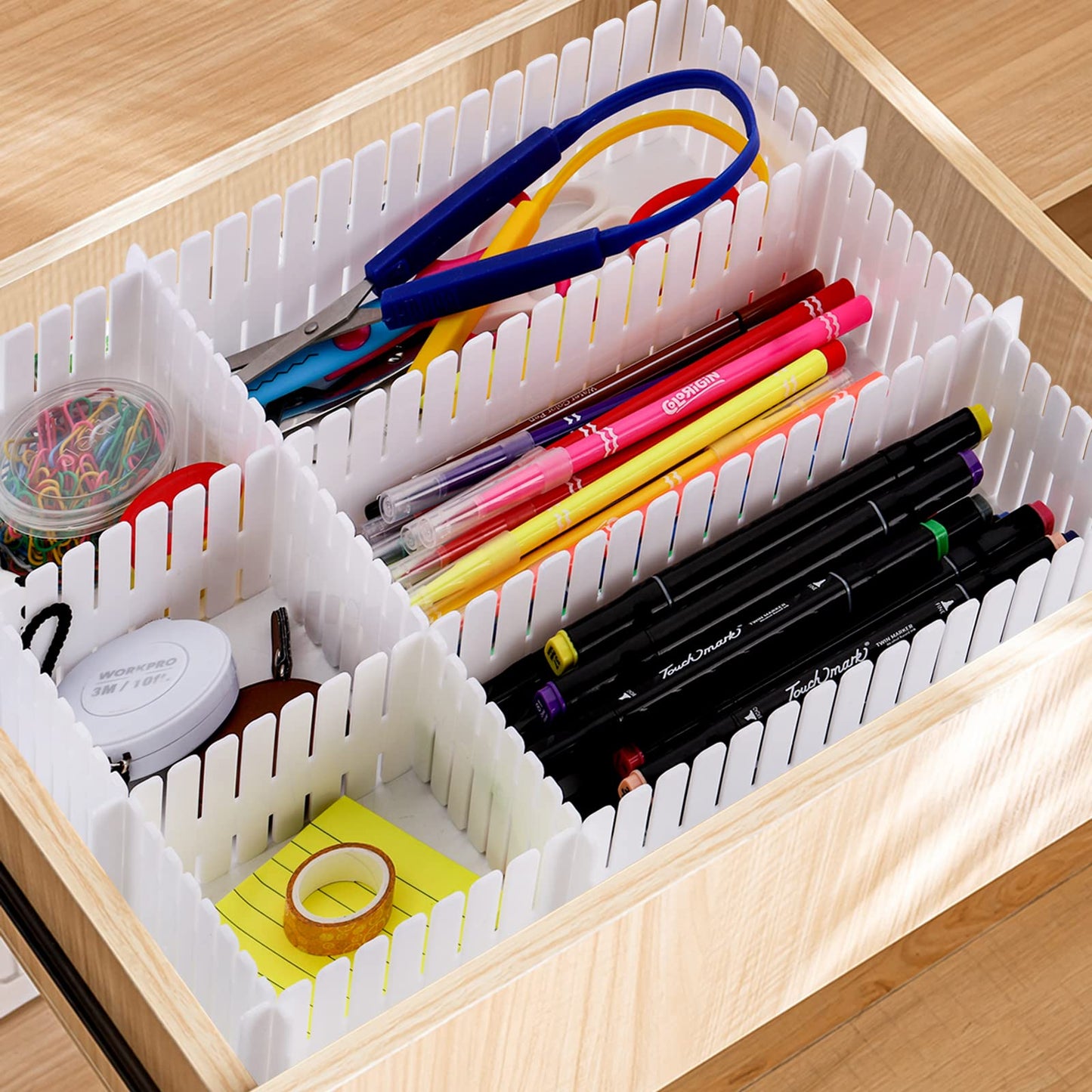 Foraineam 48Pcs Drawer Dividers, Adjustable DIY Grid Divider White Storage Organizer Separator, Socks Underwear Scarves Makeup Drawer Organizer Divider for Dresser Bedroom Office Kitchen Storage