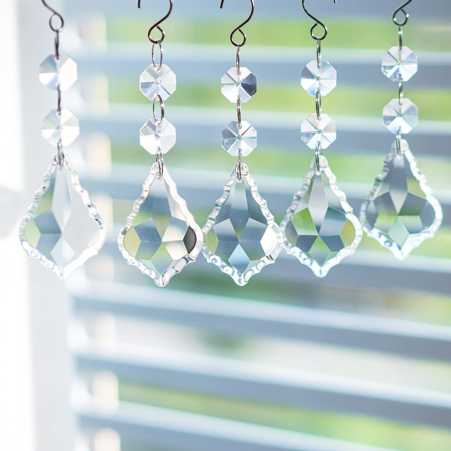 20pcs Clear Maple Leaf Crystal Chandelier Prism Pendant Parts, 50mm Suncatchers Hanging Crystals Beads for Chandelier Christmas Tree Decoration