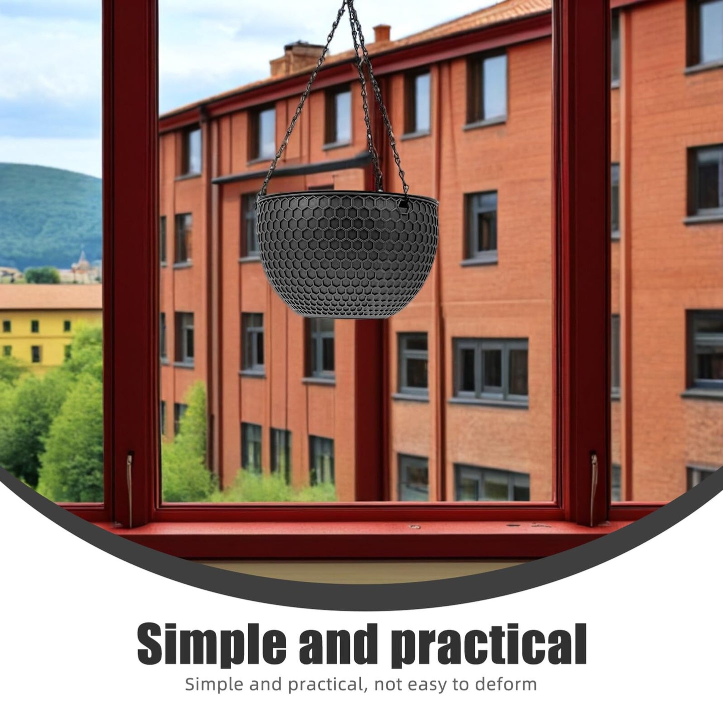 IWOWHERO 2Pcs Hanging Planter Plastic Honeycomb Rattan Weave Plant Basket for Use Deep Color