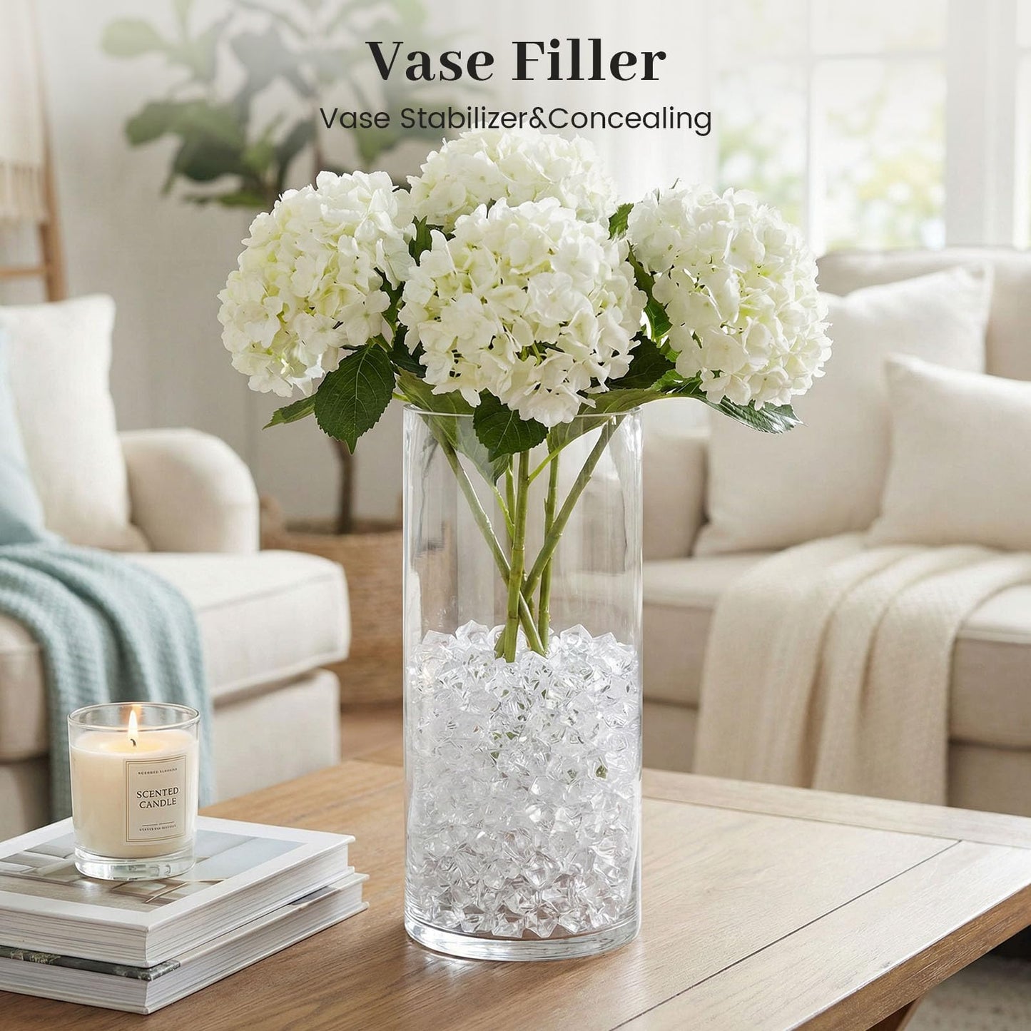 DomeStar 1000PCS Fake Ice, Acrylic Fake Diamonds Vase Filler Plastic Gems Clear Rocks for DIY craft Table Scatter Decor