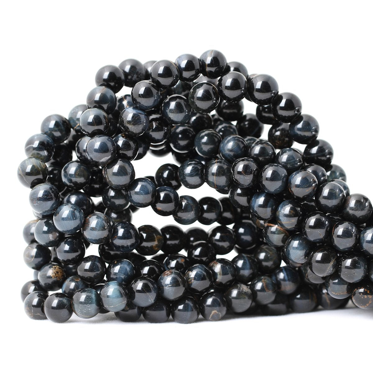 CHEAVIAN 45PCS 8mm Natural Blue Tiger Eye Gemstone Round Loose Beads for Jewelry Making DIY Findings 1 Strand 15"