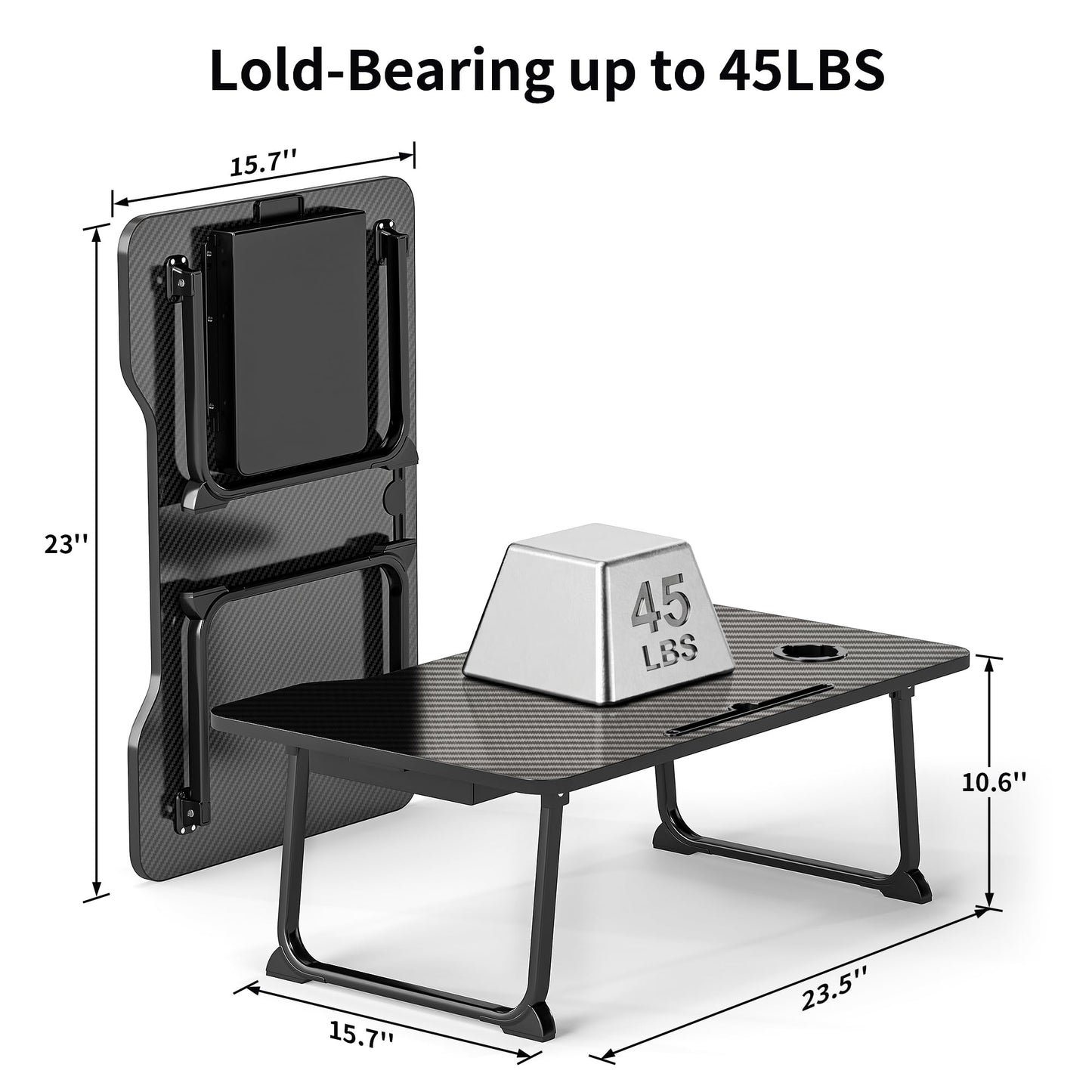 SINKONG Lap Desk for Adults - Portable Foldable Bed Desk Tray Table Laptop Stand with Storage Drawer/Cup Holder,for Working Reading Writing Eating,Watching Movies for Bed Sofa Couch Floor