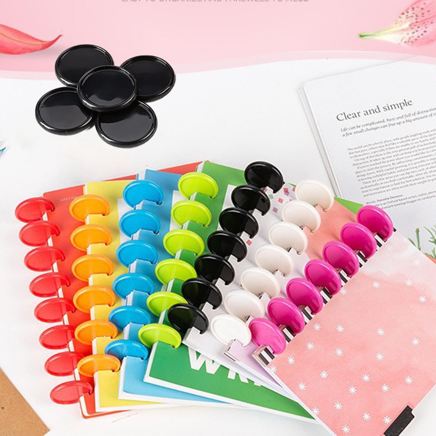 40 Pcs Discbound Disc 2 Inch Book Binding Discs, Black Expansion Discs Notebooks Planner Discs for DIY Notebooks and Planner Scrapbooking Supplies
