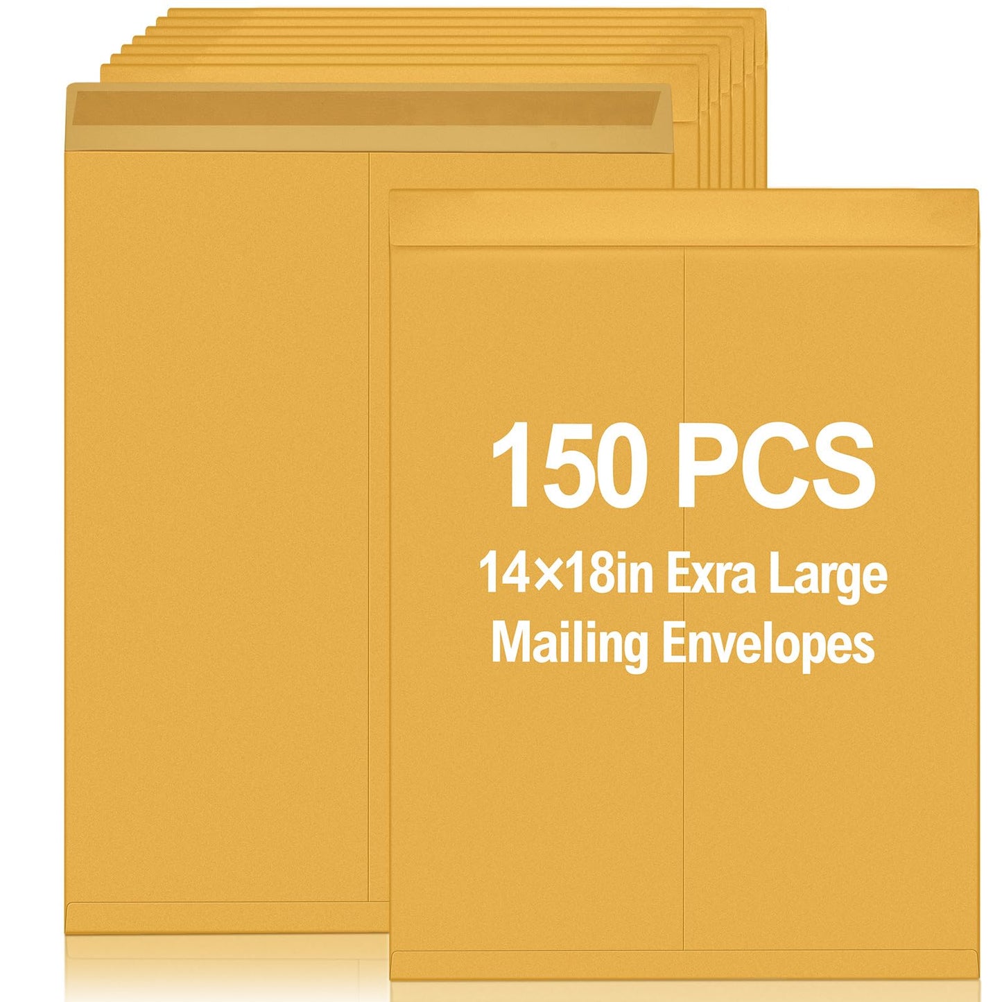Motipuns 150 Pcs 14" x 18" Extra Large Mailing Envelopes 32lb with Gummed Flaps, Catalog Jumbo Craft Envelopes for Mailing, Storage and Organizing Documents Office Supplies(Yellow)
