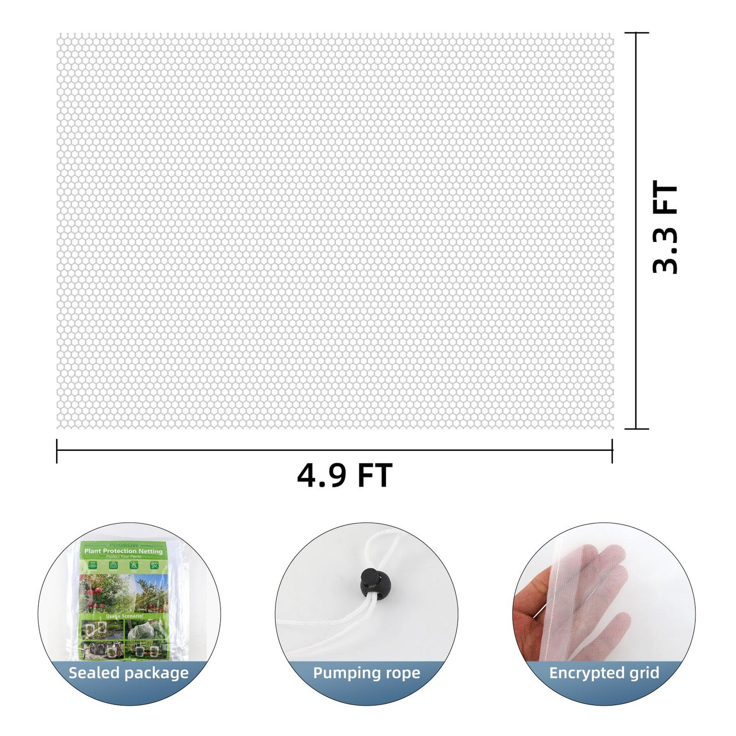 Bird Netting for Garden Protection, CANAGROW 4 Pack Garden Plant Mesh Covers Bags with Drawstring, Insect Bird Barrier Bug Netting for Fruit Blueberry Bushes Vegetable Flower (3.3x4.9FT)