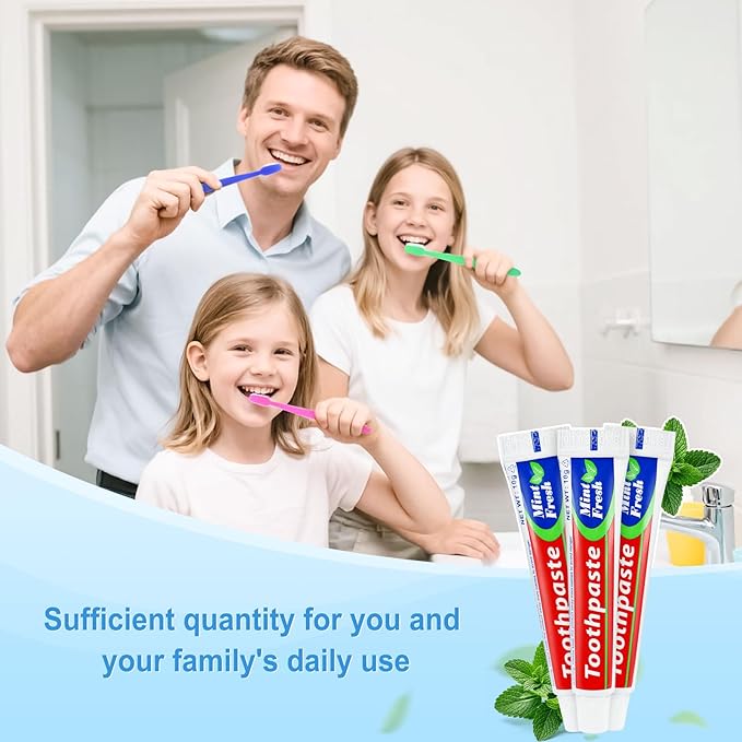 10 Tubes Bulk Travel Size Mini Toothpaste, 0.35 oz Disposable Mint Flavor Pocket Teeth Paste Small Essential Toothpaste for Travel, Home/Hotel/Guests/Charity/Homeless/Camping Oral Care (Single Use)