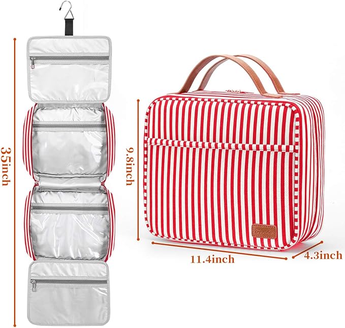 Bosidu Hanging Travel Toiletry Bag,Large Capacity Cosmetic Travel Toiletry Organizer for Women with 4 Compartments & 1 Sturdy Hook,Perfect for Travel/Daily Use/Christmas