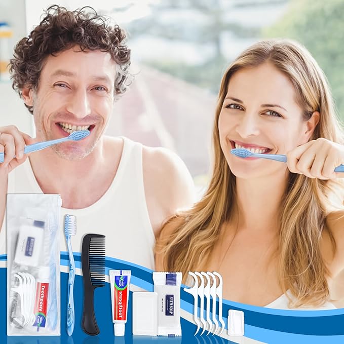 10 Sets Personal Hygiene Kit Bulk, Disposable Toothbrushes with Toothpaste Floss Comb Soap and Cover, Toiletry Kits Homeless Supplies Bulk for Women,Men,Travel,Homeless
