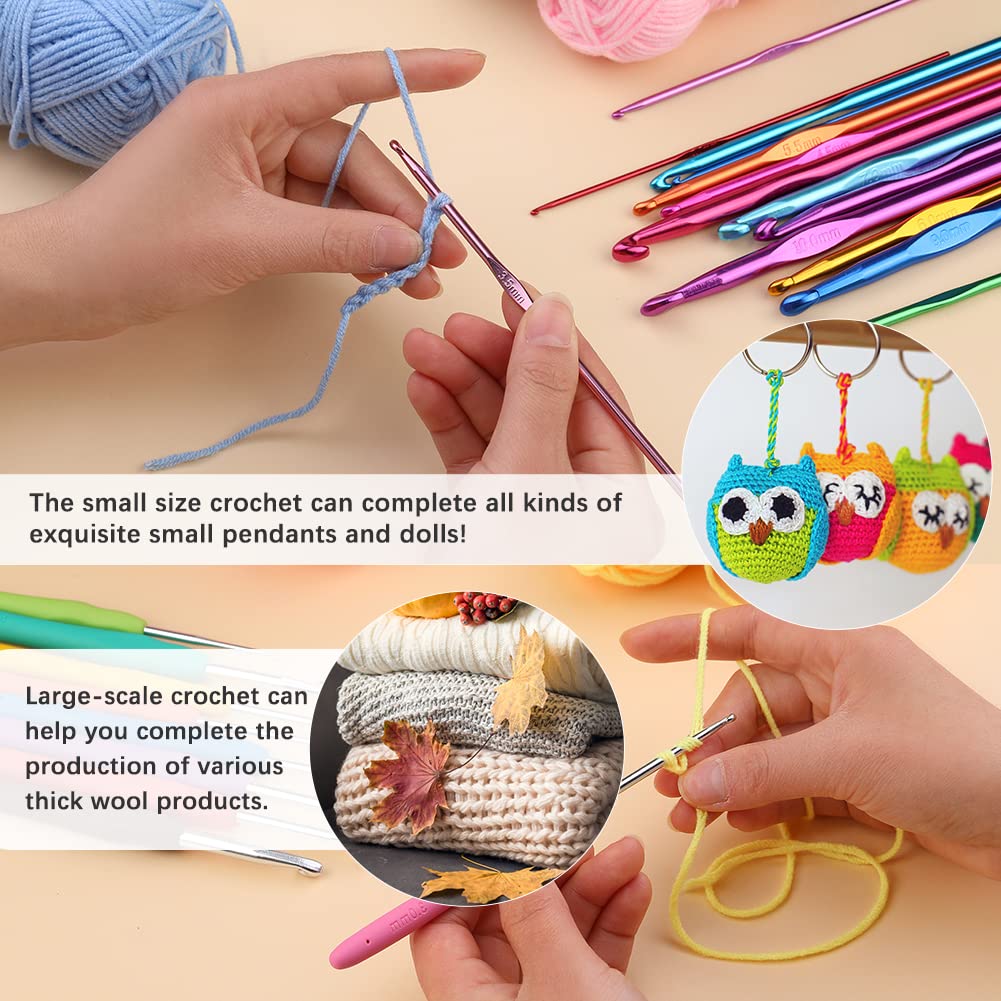 Pnytty Crochet Kit for Beginners Adults, 107pcs Starters Knitting Kit Include Crochet Yarn, Ergonomic Crochet Hooks, Knitting Tool Supplies for Travel Craft DIY
