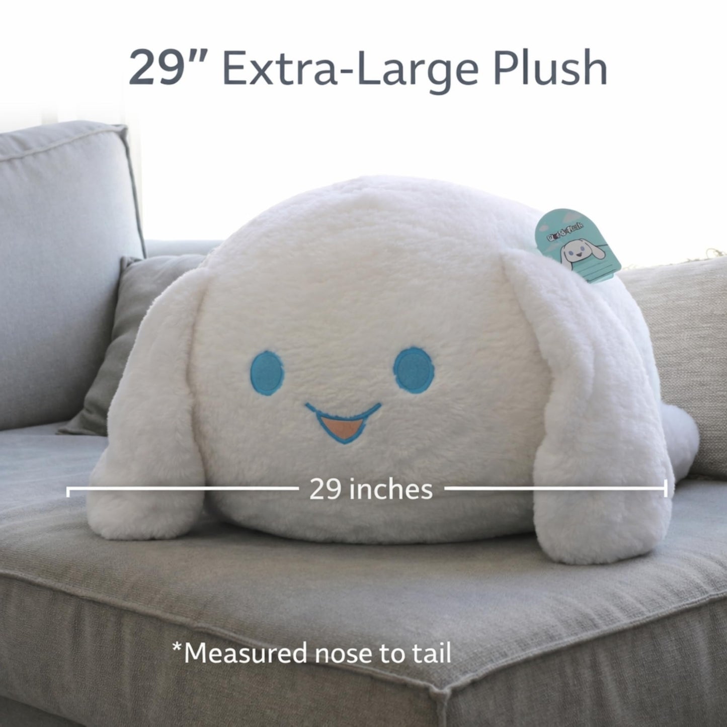 WORLD OF PLUSH 29 Inch Giant White Rabbit Plush – 3.6 lb Oversized Squishy Stuffed Animal Pillow, One of The Largest Bunny Plush Toys for Bed & Dorm, Cute Kawaii Room Decor Gift