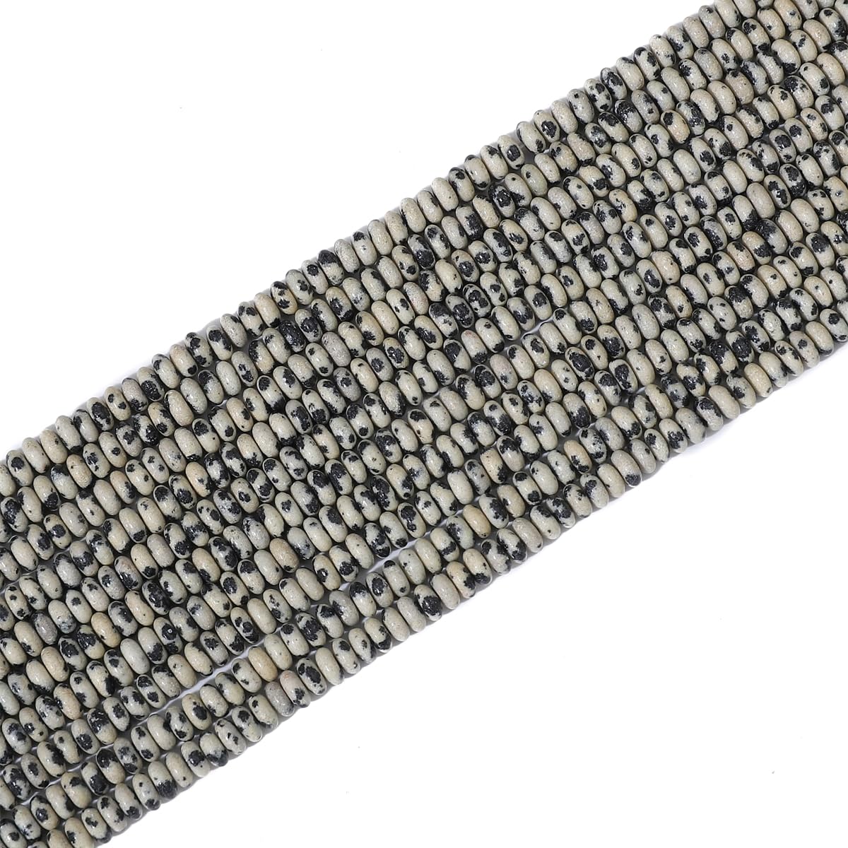 BEADIA Natural Dalmatian Disk Stone Beads 4x2mm 160pcs Rondelle Loose Semi Gemstone Beads for Jewelry Making Design
