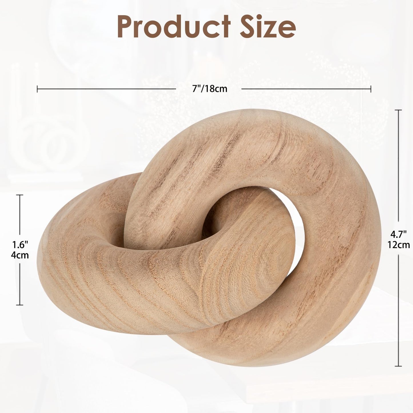 Arborus Table Decor Handcrafted Wooden Knot Sculpture Decor – Modern Nordic Style Decorative Accent for Home, Office, Shelf, and Console Table – Natural Oak Finish, 7"x4.7"