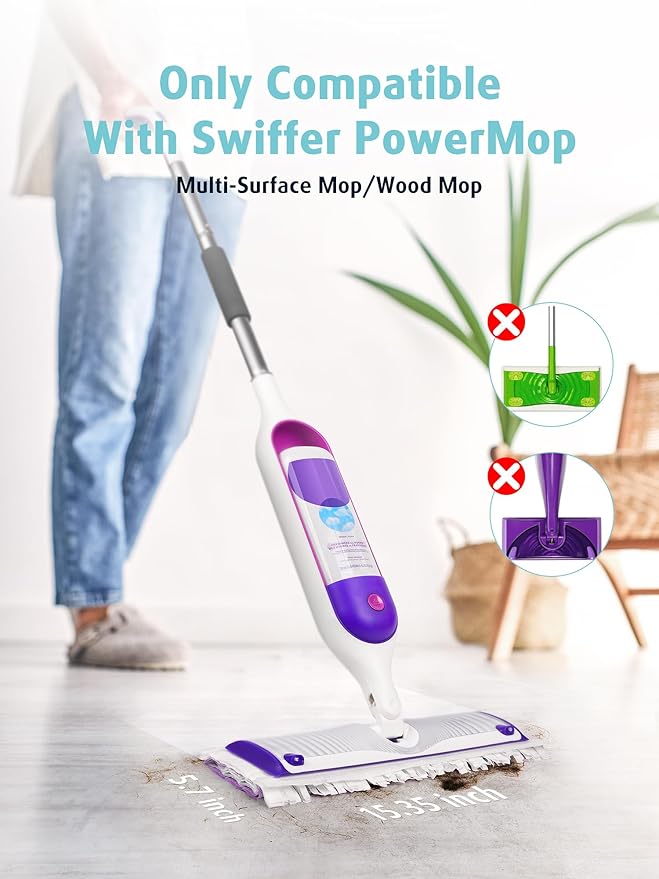 AIR U+ 36 Pack Disposable Power Mop Pads Refills for Swiffer Power Mop, Unscented 14-Layer Thickened Multi-Surface Replacement Mopping Refills Pads for Floor Surface Cleaning