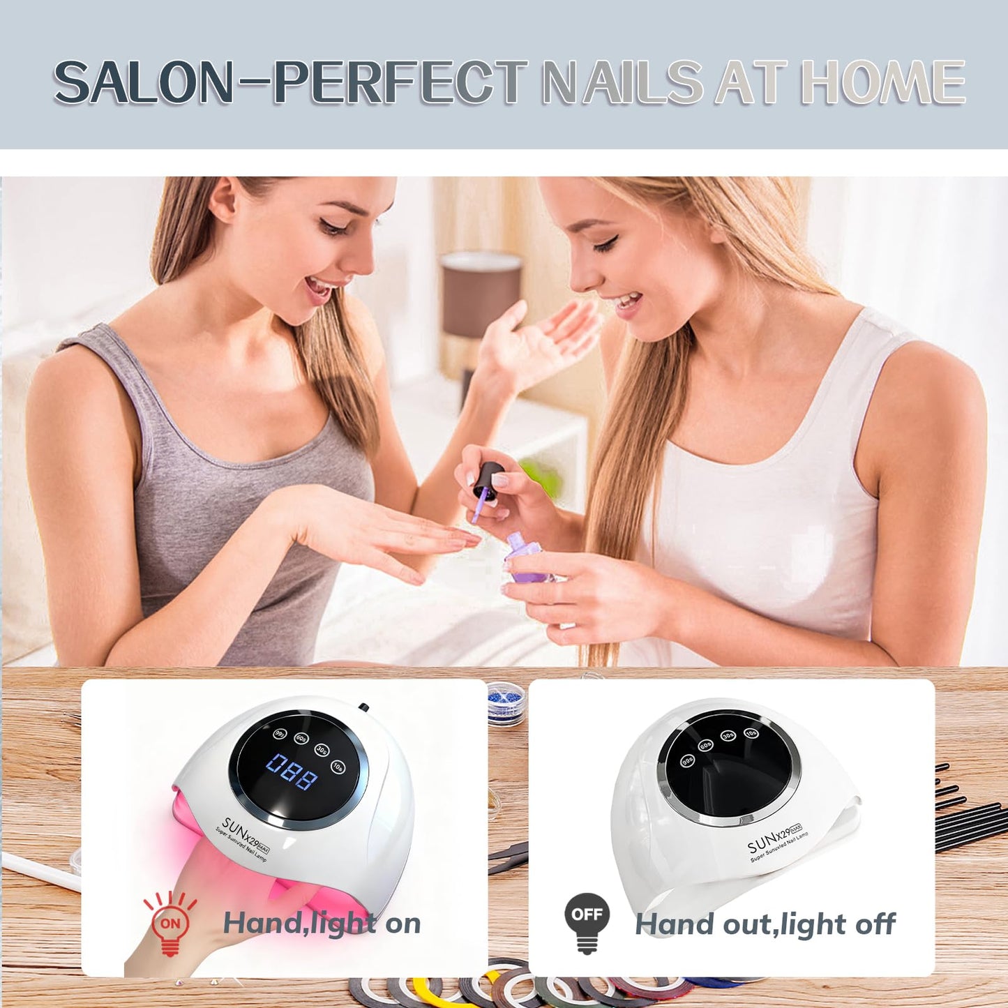 PROFESSIONAL 500W UV LED NAIL LAMP - 90 LED Bulbs for Fast Curing Gel Nail Polish - Smart Sensor with 4 Timers (10S/30S/60S/99S) - Portable Nail Dryer for Home & Salon Use - Quick & Even Drying