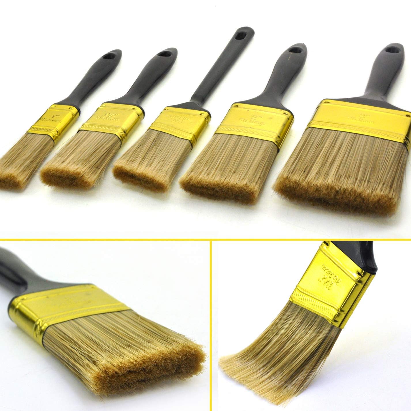 Great Andrew Paint Brushes, 30 PCS Great Value Multi use(3" 2" 1.5" 1" Flat &1.5" Angled) Paint Brush Pack, Paint Brushes Set for Home Furniture Fences Wall Trim