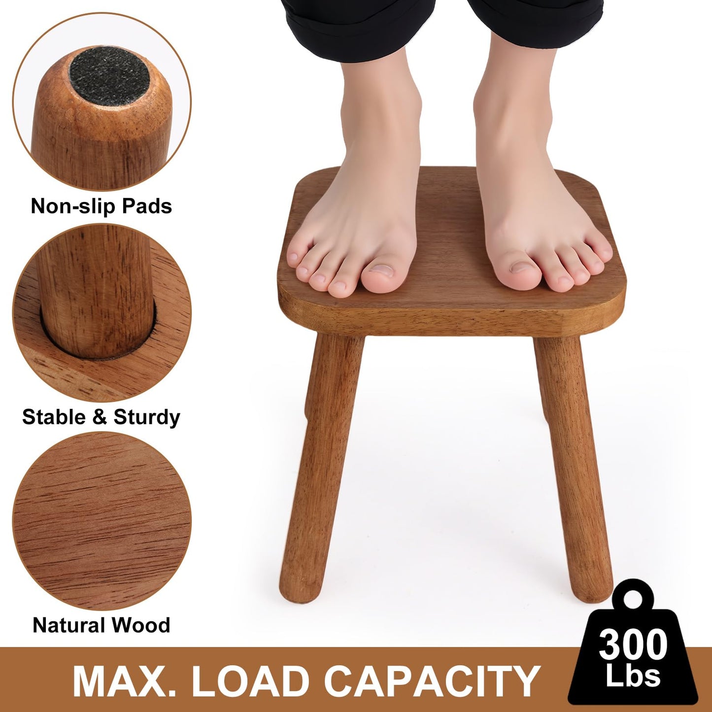 zaowofires Solid Wood Step Stool，Wooden Plant Stool, Wood Plant Stand, Round Footstool, Removable Portable, Small Short Shoe Changing Stool (Walnut, 11.7inch)