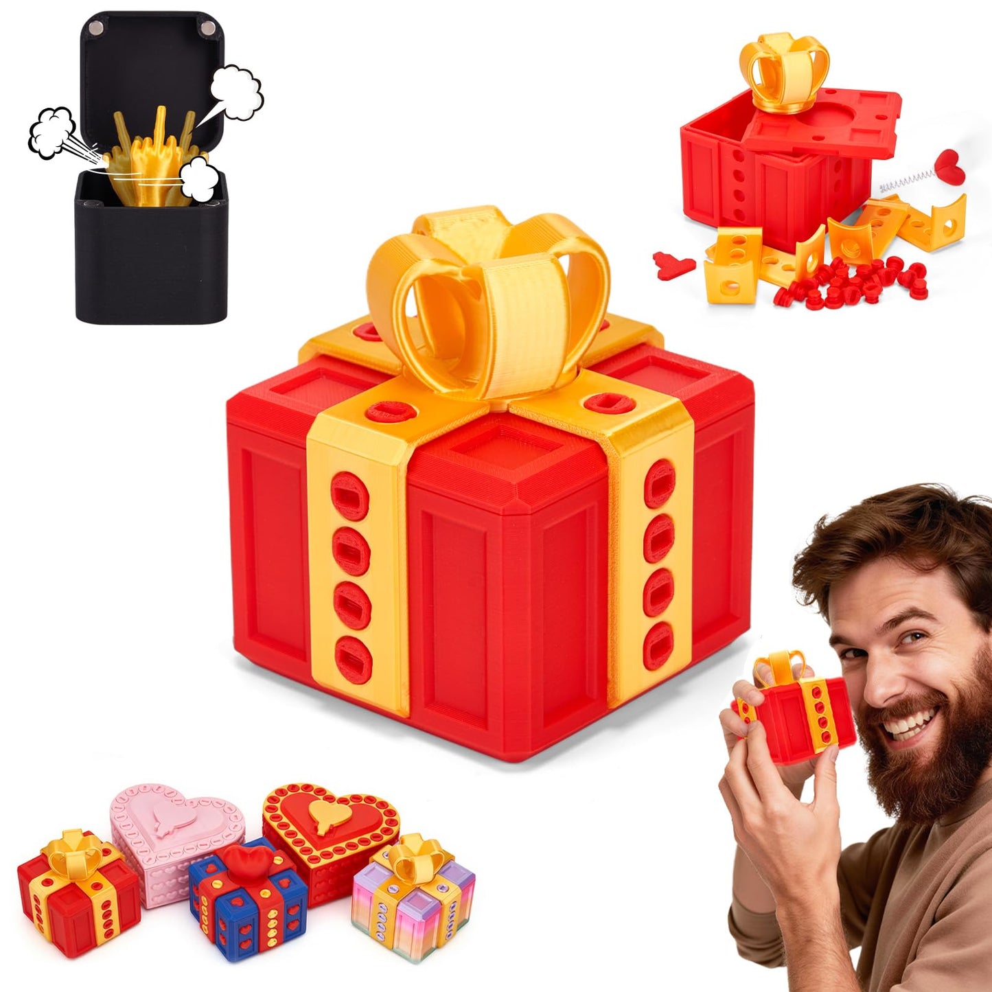 Aodomis 3.74 Inch Gotcha Box Prank with Surprise Finger, Annoying Gift Box with Finger,3D Printed Prank Gift Box with Screws & Pop Up Finger, La Puta Caja Broma Birthday Gifts for Friends Her/Him