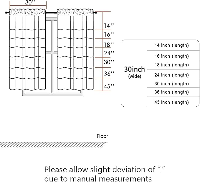 Chyhomenyc Short Curtains 30 Inch Length, Yellowish Faux Linen Textured Small Kitchen Curtain, Light Filtering Half Window Curtains for Bathroom Basement, Each 30x30 Inch, 2PCS, Cream???prev. Ivory???
