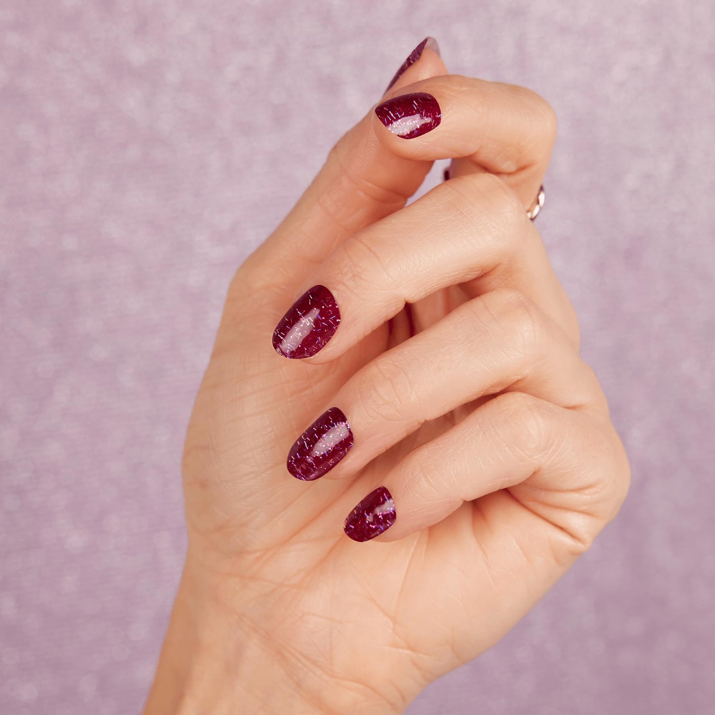Color Street Divine Matter Nail Strips - Boysenberry Shade with Galaxy Glitter & Holographic Tinsel - 16 Double-Ended Polish Strips for a Dazzling Finish, Shifting Colors & Depth with Every Movement