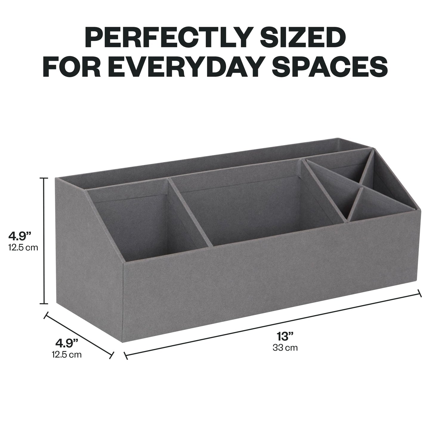 Bigso Elisa Desktop Organizer, Durable Office Desk Organizer for Office Supplies and Accessories, Desk Organizer with 7 Compartments for Customizable Organization,13.1”x4.9”x4.9”, Grey
