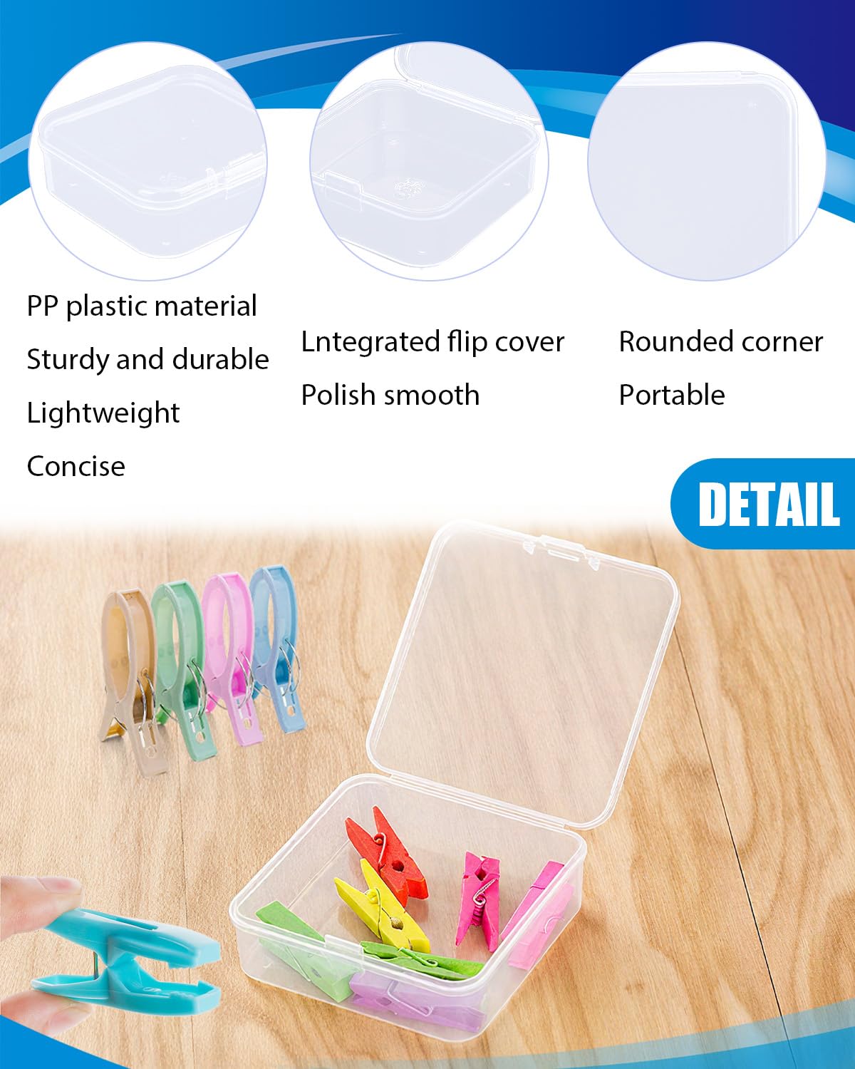 Wuqoioo Small Plastic Case, 24 Pack Clear Plastic Beads Storage Containers Clear Craft Storage Boxes Mini Storage Containers For Small Items, Crafts, Jewelry, Hardware (3.3 x 3.3 x 1.2 inches)