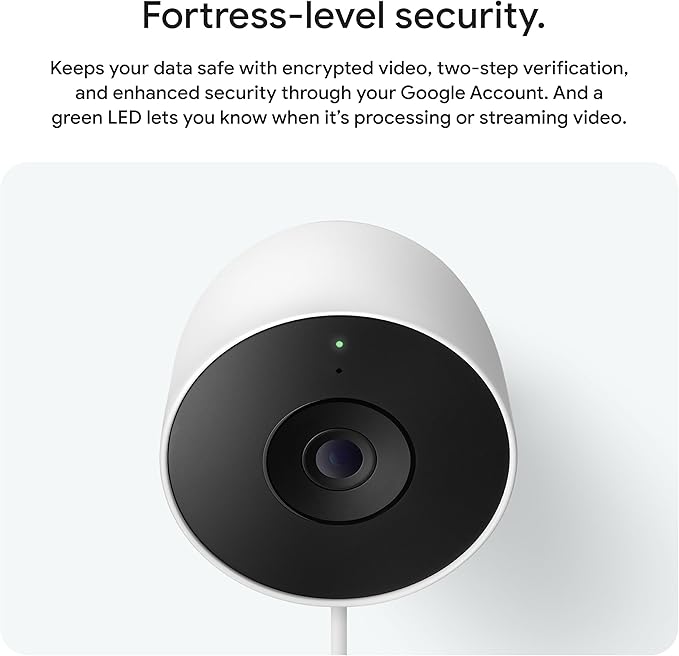 Google Nest Cam Outdoor (Wired, 2nd Gen) - Security Camera with 2K Video and Gemini, Night Vision, 2-Way Audio - Works with Google Home - 2025 Model - Snow