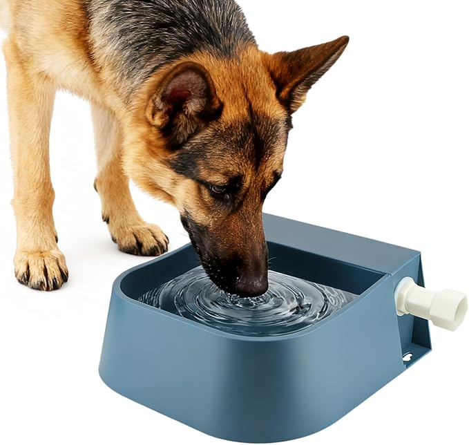NAMSAN Outdoor Automatic Dog Water Dispenser with Float Valve, Auto Fill Water Bowl for Outside Animals Livestock, Auto Refill Waterer for Pet Cats Chicken, Water Trough with Water Pipe, Muted Blue