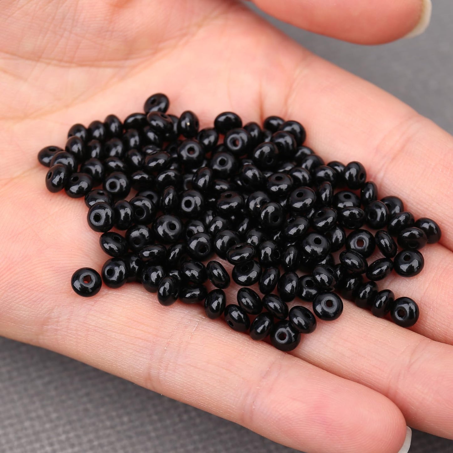 BONNY BOXX 1 Strand (150PCs) Natural 2 * 4mm Black Obsidian Rondelle Beads, Natural Abacus Disk Stone Beads Loose Spacer Gemstone for DIY Bracelet Necklace Jewelry Making