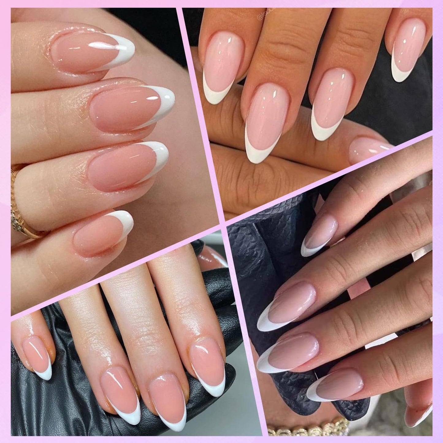 Lifextol 240pc French Tip Press on Nails Medium Fake Nails with Glue and Adhesive Tab, False Acrylic Nails Press on Nails Almond Nail Tips Artificial Glue on Nails Press ons Fingernail Stick on Nails