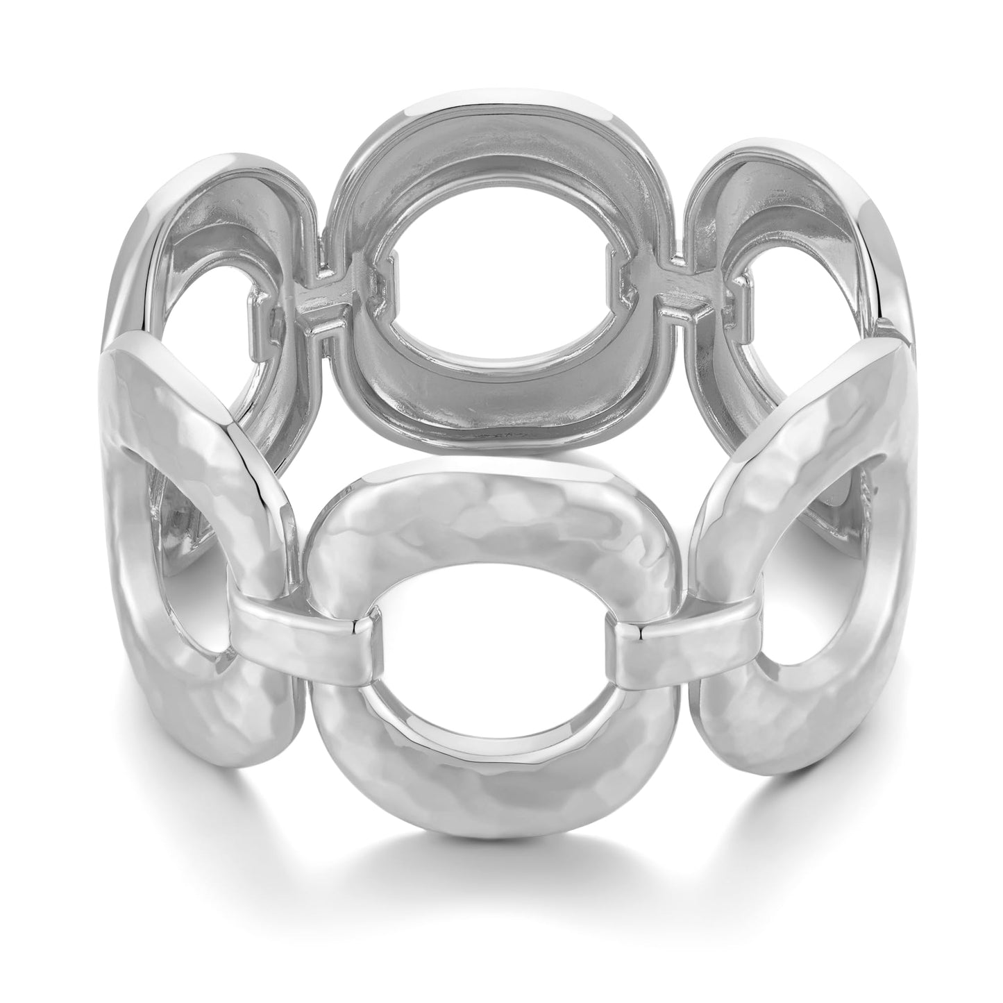 MIJENITI Silver Chunky Bangle Bracelets for Women Thick Wide Ellipse Bracelets Vintage Statement Jewelry Hammered Wrist Arm Cuff Bracelet