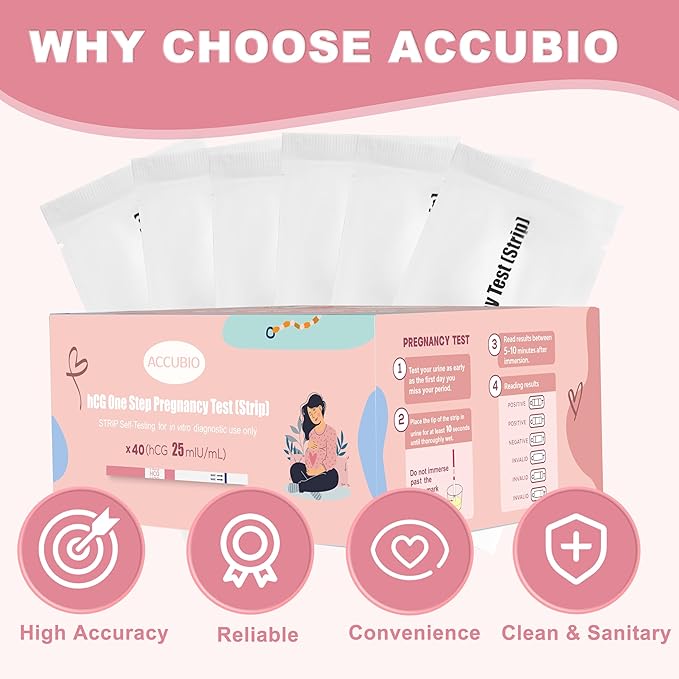Pregnancy Test Strips with Urine Cups, hCG Detection Home Pregnancy Test, Sensitive & Over 99% Accurate, 40 Count Individually Wrapped, Rapid Pregnancy Tests Kit 5mm Wider 25mIU/mL