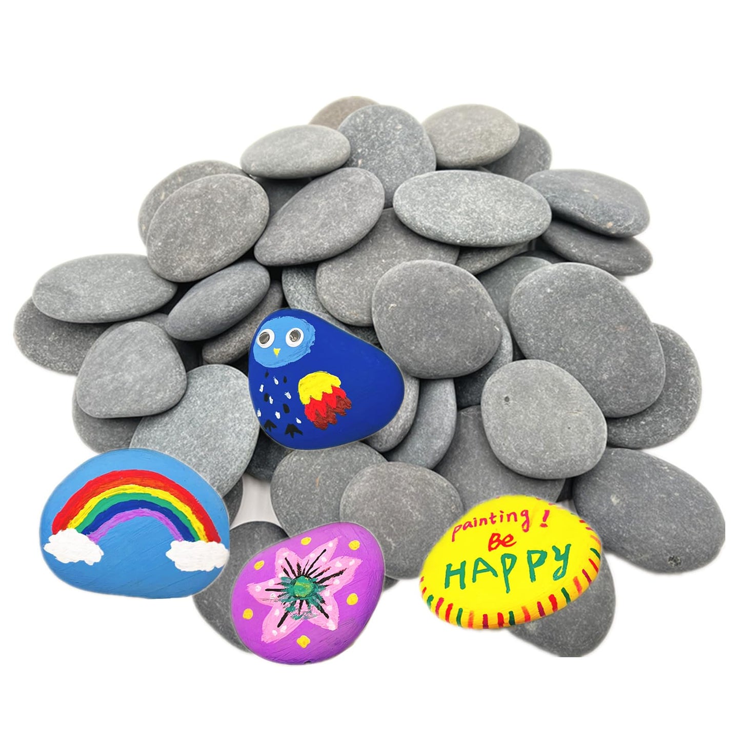 lifetop 50PCS Painting Rocks, Natural DIY Rocks Flat & Smooth Kindness Rocks for Arts, Crafts, Decoration, Medium & Small Rocks for Painting ，1.5"-3"Hand Picked for Painting Rocks