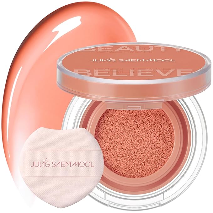 JUNGSAEMMOOL Artist Cushion Blush (Dewy Coral) | Easy to Blend, Lightweight, Hydrating Korean Makeup Cushion Blush for Dewy & Glowing Cheeks