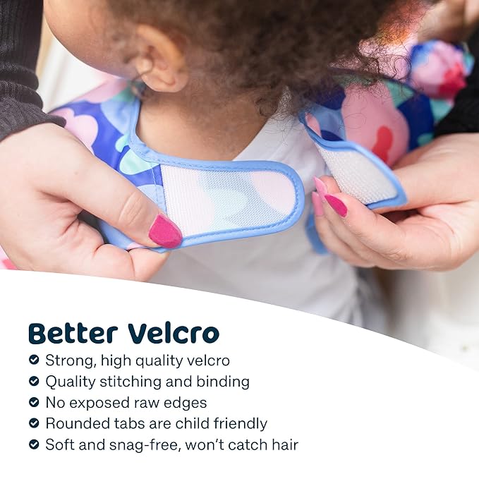 Tiny Twinkle Long Sleeve Bib for Babies & Toddlers – Waterproof Smock Bib for Eating – Machine Washable & Mess-Proof, Baby Feeding Essential & Shower Must-Have(Floral Blue, 2-4Y)