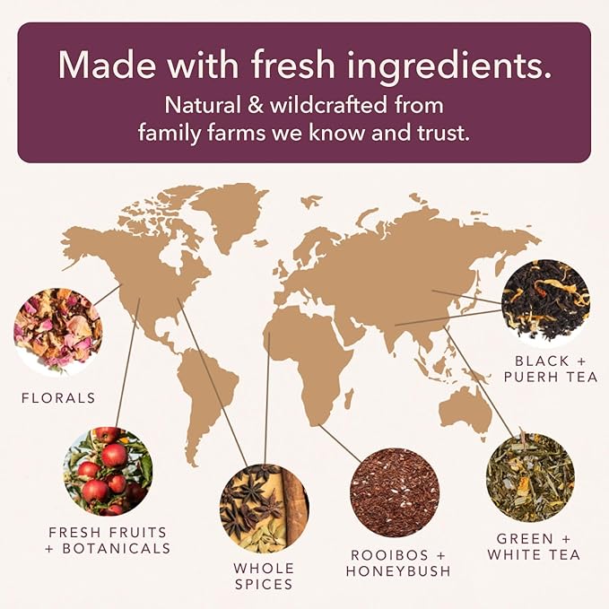 Moonlit Garden Collection Assorted Herbal Tea Gift Set - Hand-Crafted Loose Leaf Teas, Presentation Gift Box with Loose Leaf Steeper Included, Sleepytime Tea - 5 Unique and Flavorful Teas, 75+ Cups
