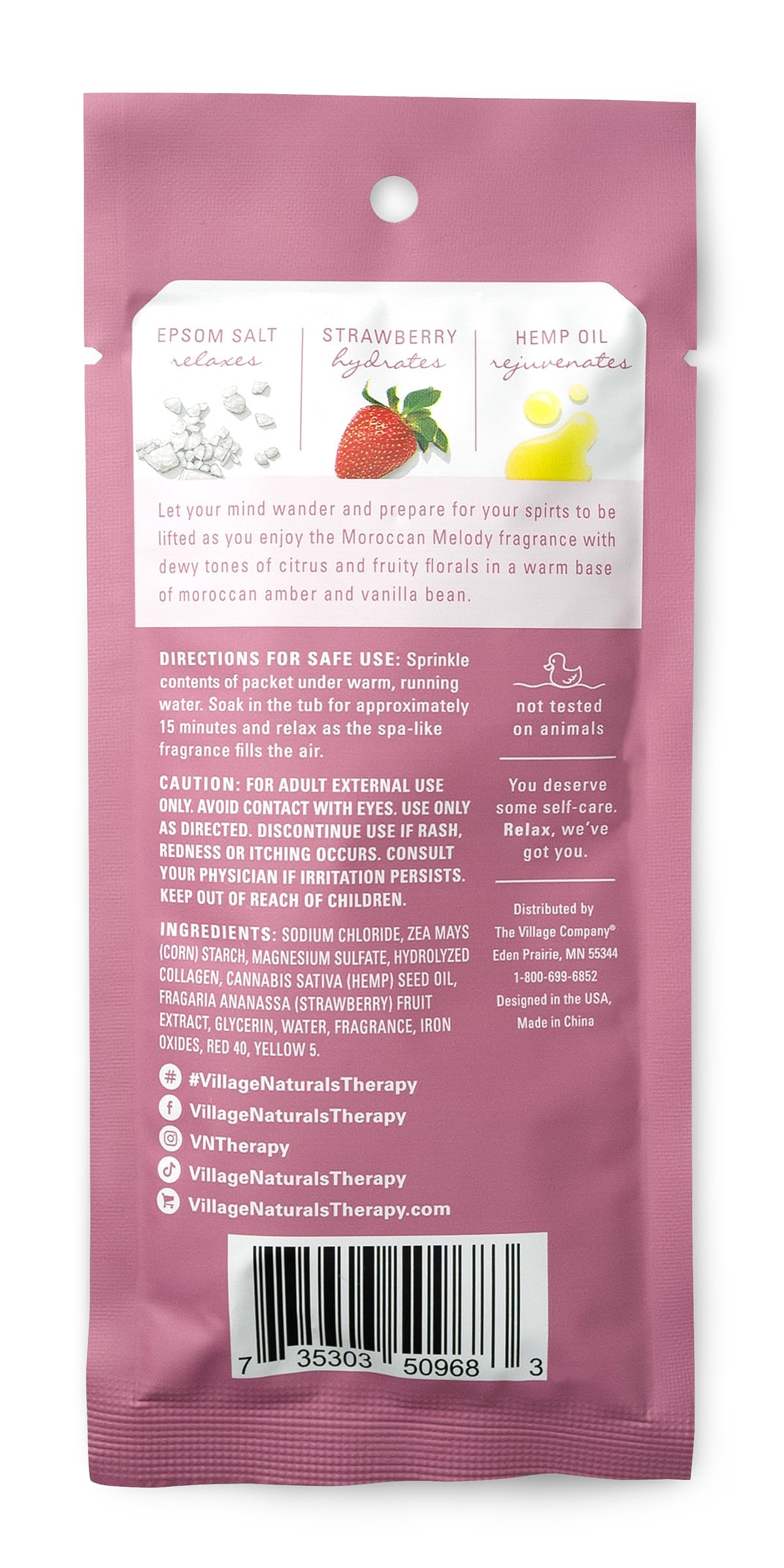 Village Naturals Therapy Glow Concentrated Mineral Bath Soak, Moroccan Melody Scent, 2 oz, Pack of 12