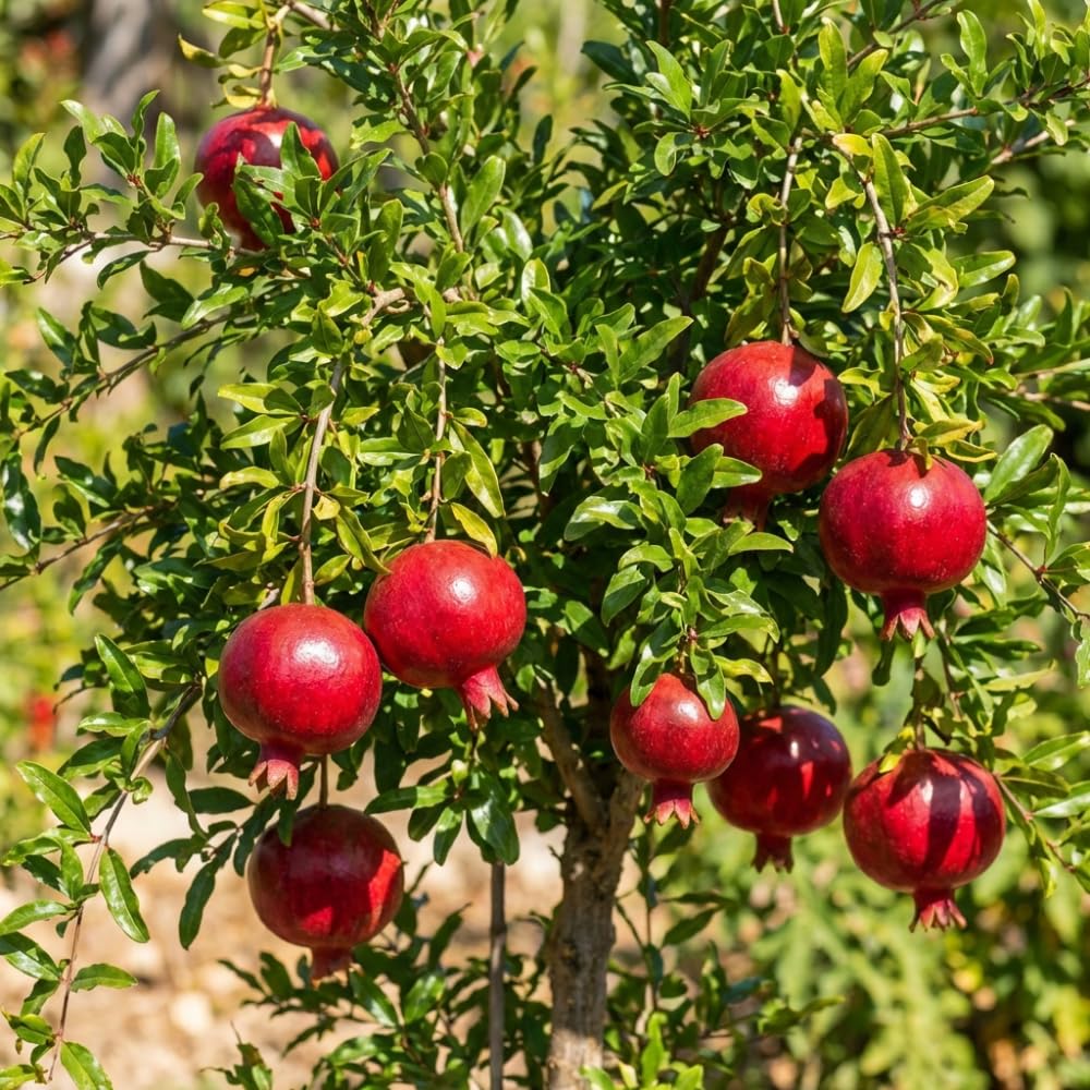 Red Pomegranate Plant Live, Cold Hardy Pomegranate Tree Live Plants for Home Garden, Edible Fruit Trees from 4 to 6 Inches Tall