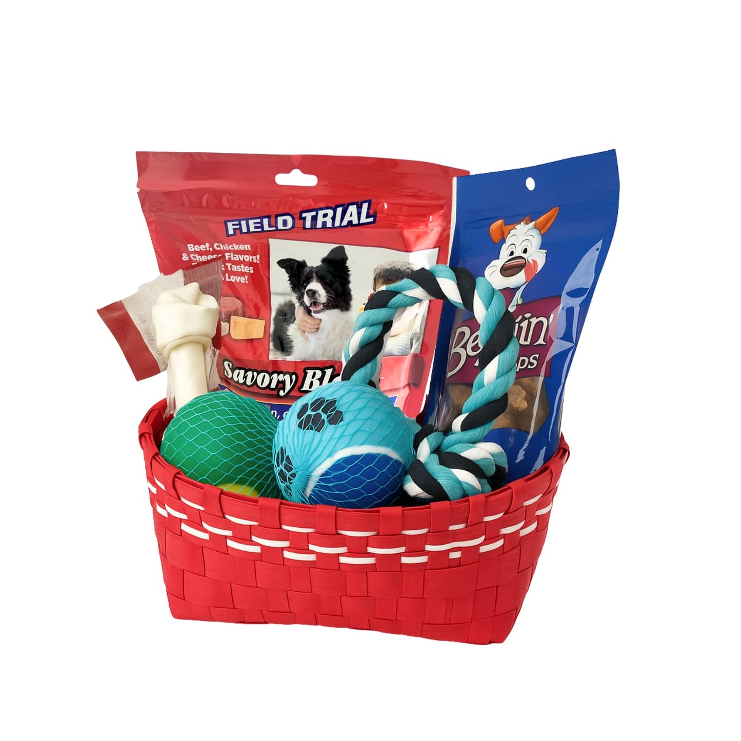 Best Dog Gift Basket with Treats and Toys – Premium Birthday or Welcome Box for Small to Medium Dogs – Includes Rope Toy, Chew Bone, Balls, and Tasty Snacks