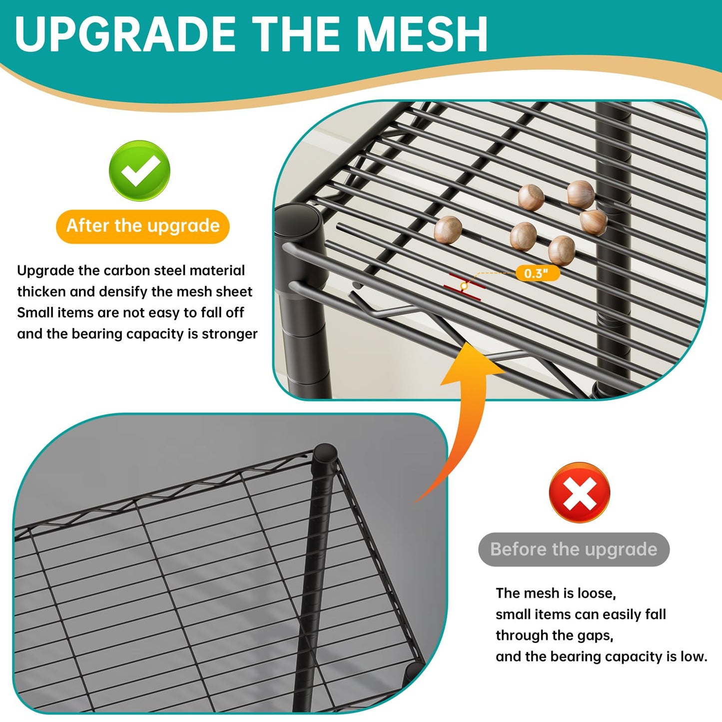 SINGAYE Metal Shelves Wire Shelving：Storage Rack Standing Units Shelf for Kitchen Laundry Bathroom Closet Organizers Pantry Narrow Mesh Adjustable 10" D x 16" W x 55" H Black
