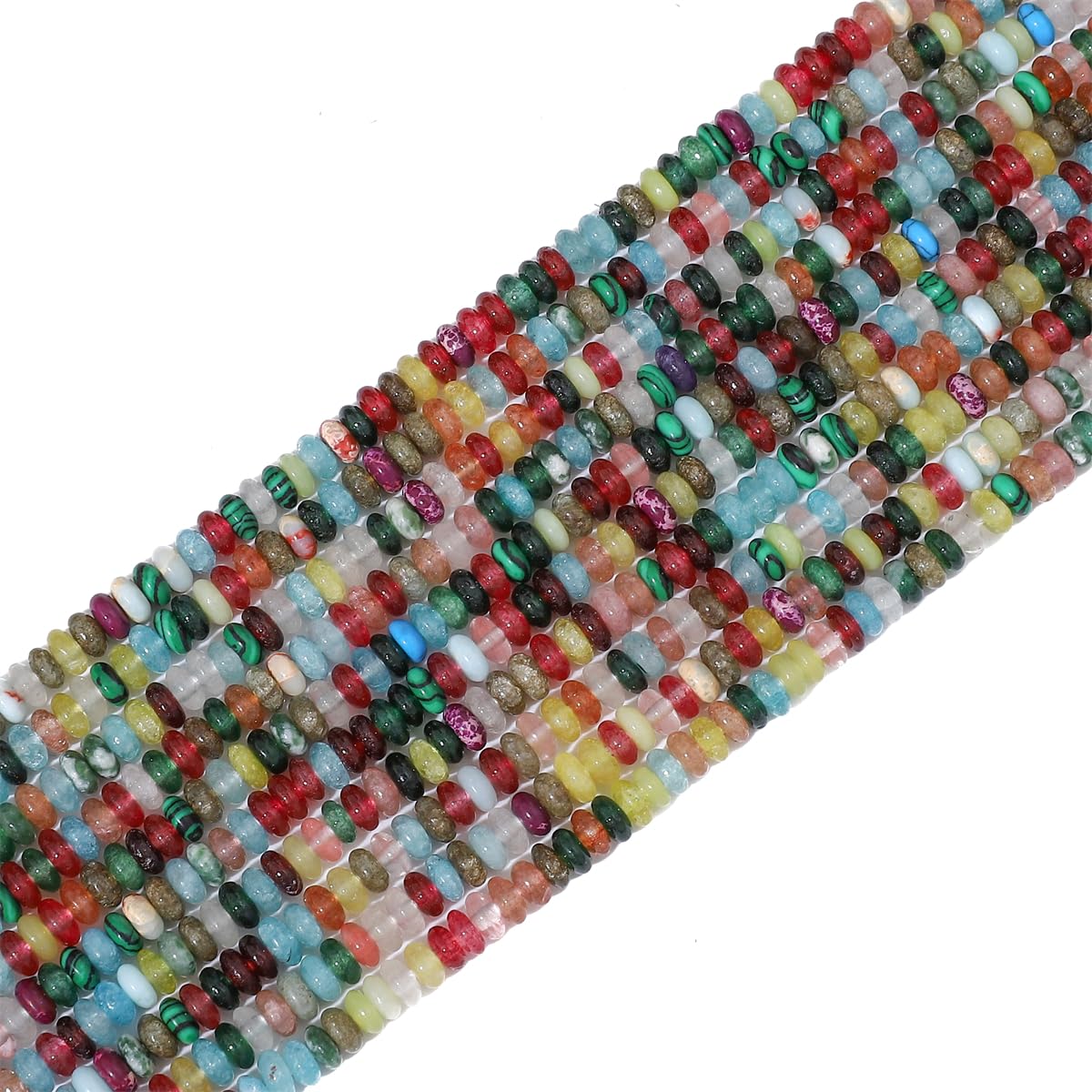 BEADIA Natural Mix Colored Disk Stone Beads 4x2mm 160pcs Rondelle Loose Semi Gemstone Beads for Jewelry Making Design