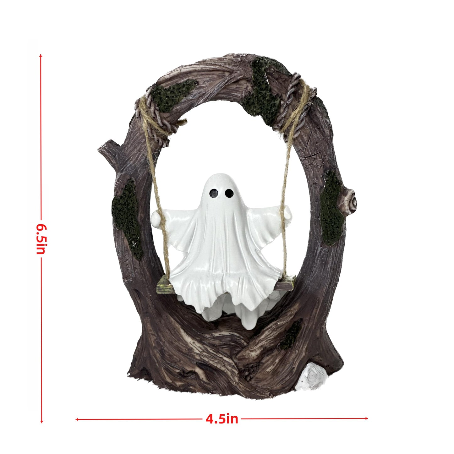 T Starlight Bright Q Swinging Ghost on Tree Swing, Cute Swinging Ghost Halloween Figurine Indoor Decoration, Desktop & Bookshelf Decor, Outdoor Courtyard Garden Decoration, Halloween Ghost Gift