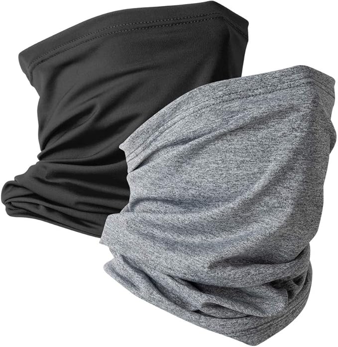 VULKIT 2 Pack Neck Gaiter Face Mask Scarf Reusable Bandanas Tube UV Protection Balaclava Outdoor Sport for Men and Women