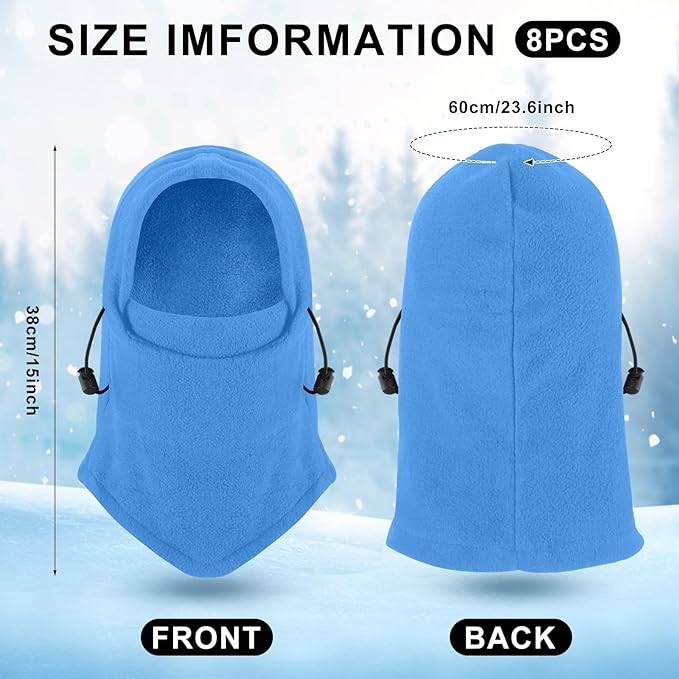 Frienda 8 Pcs Balaclava Ski Mask Men Windproof Warmer Face Covers Adjustable Winter Mask for Men Women