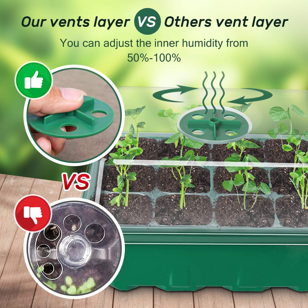The Bundle of Bonviee 5 Packs Seed Starter Tray and Bonviee 36 Packs Variety Sizes Clear Nursery Pots with Drainage Holes