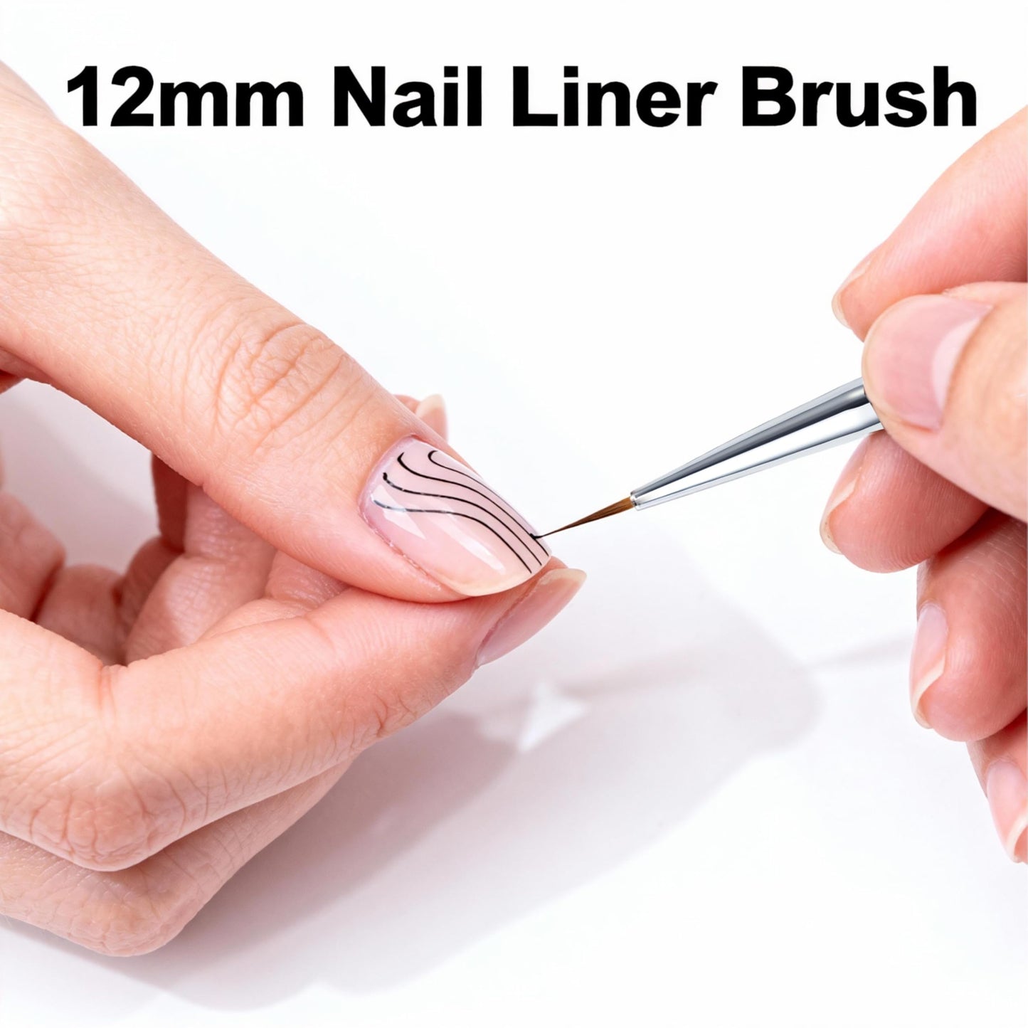 Lucoffeoi 12mm Nail Liner Acrylic Brush for French Tips-Precision Striper Brush for Nail Art