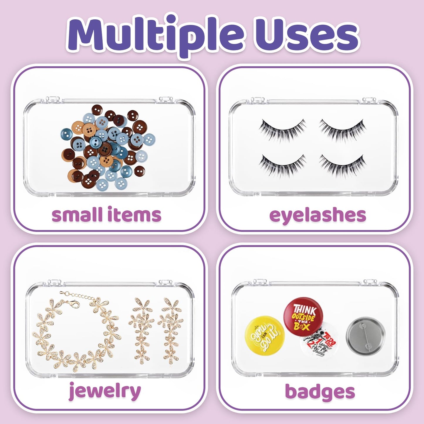 JynJyn 12Pcs Press On Nail Cases Large, 5.1”×2.95” False Nail Packaging Cases with 30Pcs Adhesive Double Sided Tape, Plastic Clear Box for Fake Nails Storage